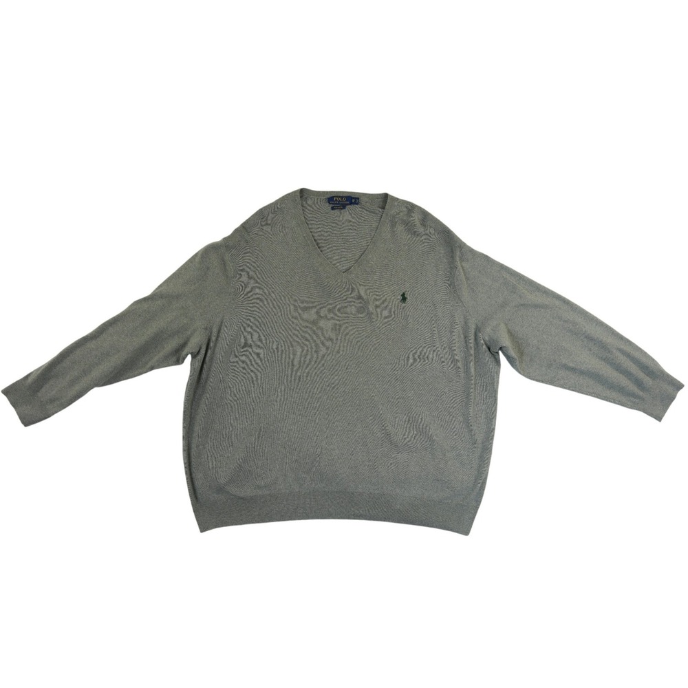 Polo Ralph‎ Lauren Sweater Men's Size 3XB Gray Pima Cotton V Neck